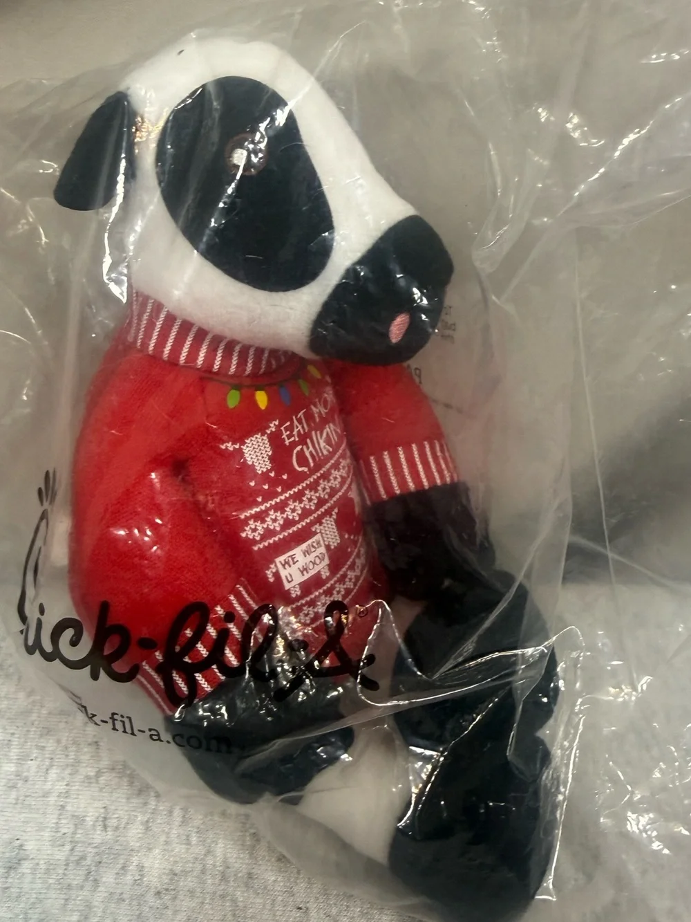 Chick-fil-A 2018 Holiday Plush Cow Red Sweater - One Size- NEW